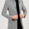 Пальто серого цвета с воротником стойкой. Арт.:1-1839-1