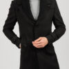 Черное пальто с шалевым и отложным воротником. Арт.:1-1842-1