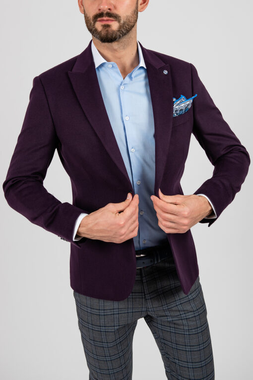 Приталенный фиолетовый пиджак из эластичной ткани. Арт.:2-1863-8