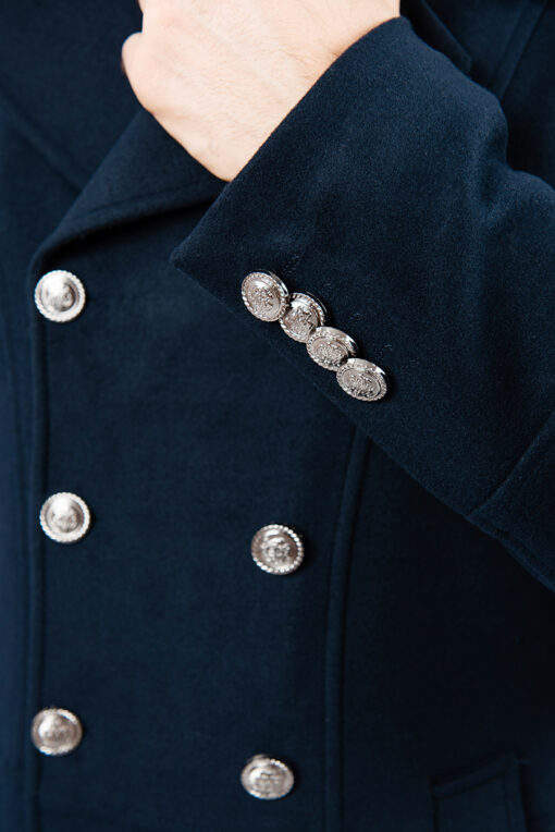 Утепленное пальто-шинель синего цвета. Арт.:1-1879-10