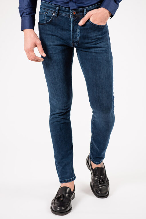 Мужские синие джинсы зауженного кроя. Арт.:7-1911