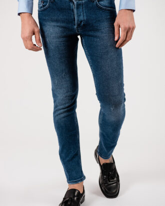 Мужские джинсы синего цвета зауженного кроя. Арт.:7-1914