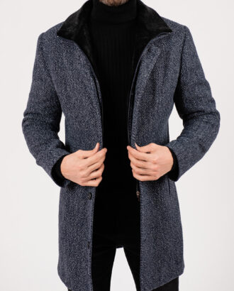 Стильное утепленное пальто серого цвета. Арт.:1-1927-2