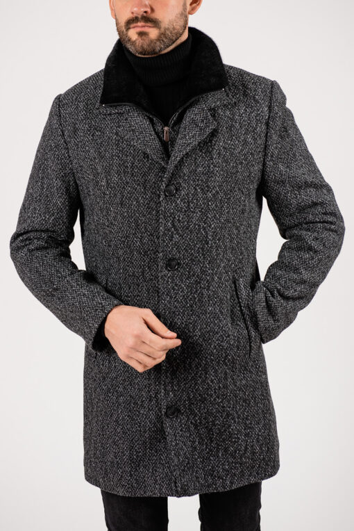 Мужское пальто с воротником стойкой. Арт.:1-1928-2