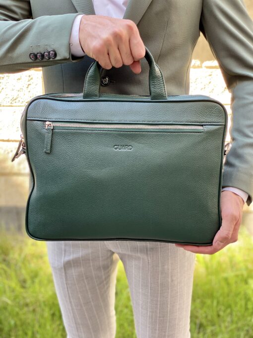 Кожаный портфель зеленого цвета. Арт.:20-003