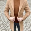 Зимнее мужское пальто бежевого цвета. Арт.:1-1963-10