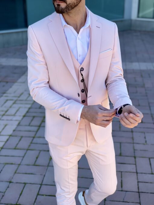 Мужской костюм-тройка розового цвета. Арт.: 4-2258-3