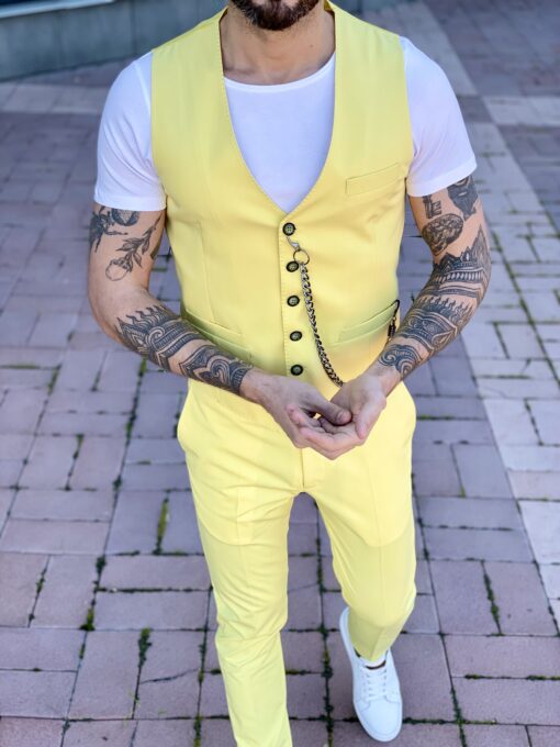 Мужской костюм-тройка желтого цвета. Арт.: 4-2259-3