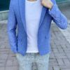 Мужской приталенный голубой пиджак. Арт.: 2-2210-5