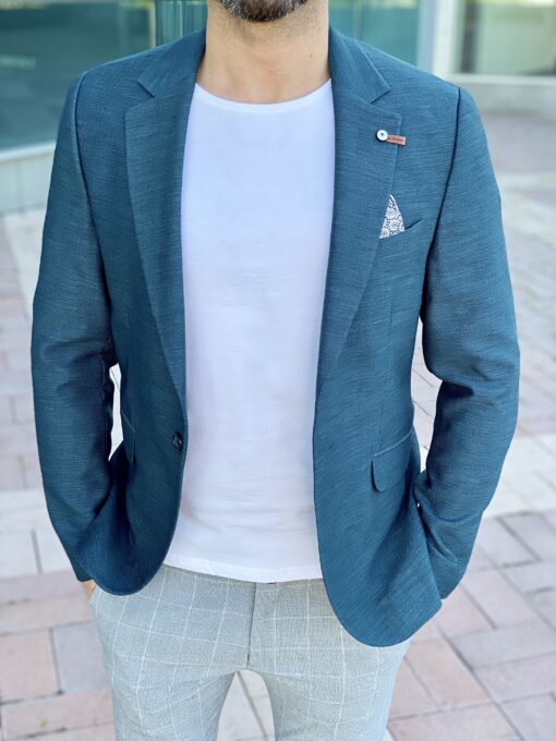 Мужской пиджак зеленого цвета slim fit. Арт.: 2-2211-1