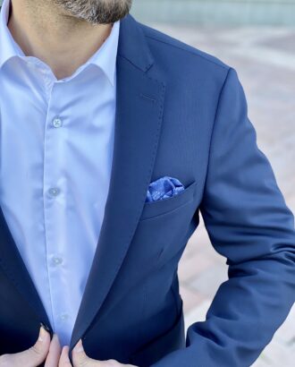Мужской приталенный пиджак синего цвета. Арт.: 2-2222-3