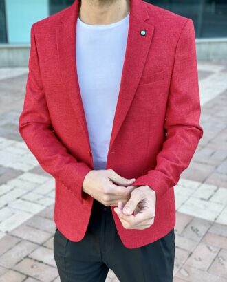 Мужской красный пиджак приталенного кроя. Арт.: 2-2212-1
