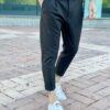 Мужские брюки с защипами чёрного цвета. Арт.: 6-2215-3