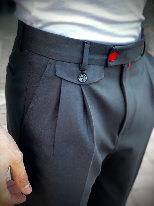 Мужские брюки с защипами чёрного цвета. Арт.: 6-2215-3