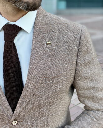 Мужской приталенный пиджак коричневого цвета. Арт.: 2-2229-5
