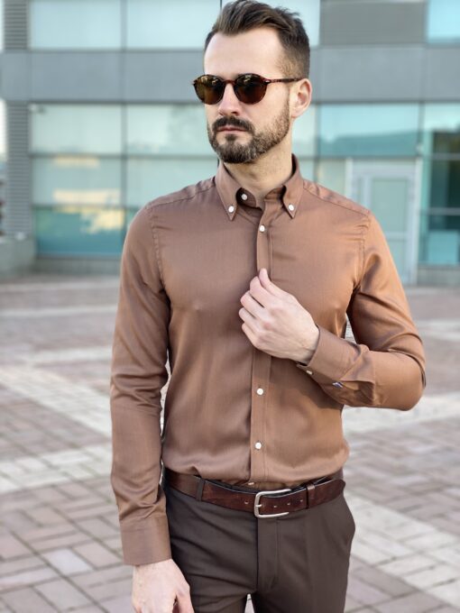 Мужская коричневая рубашка. Арт.: 5-2240-3
