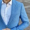 Мужской приталенный пиджак голубого цвета. Арт.: 2-2225-5