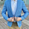 Мужской приталенный пиджак голубого цвета. Арт.: 2-2225-5