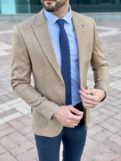 Приталенный мужской пиджак коричневого цвета. Арт.: 2-2226-5