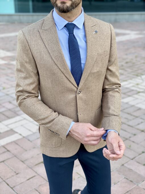 Приталенный мужской пиджак коричневого цвета. Арт.: 2-2226-5