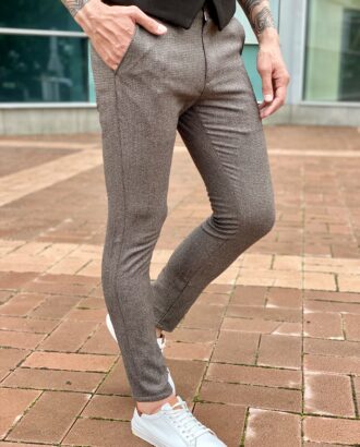 Укороченные мужские брюки серо-коричневого цвета. Арт.:2324