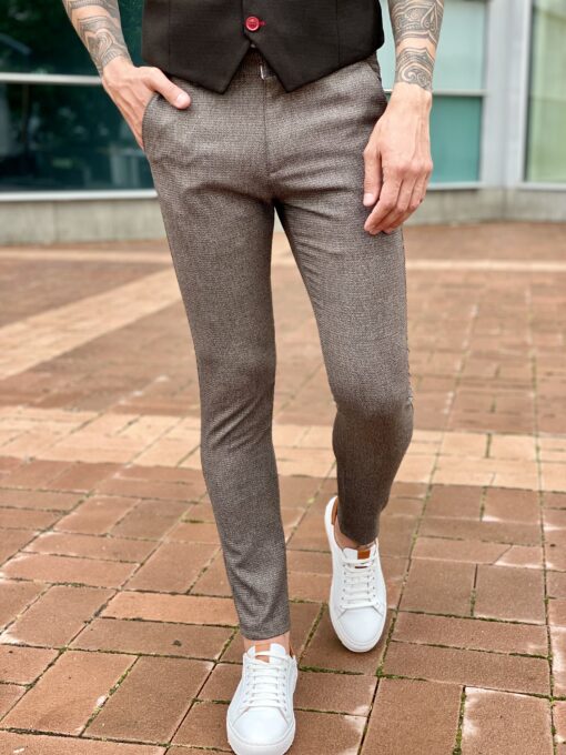 Укороченные мужские брюки серо-коричневого цвета. Арт.:2324
