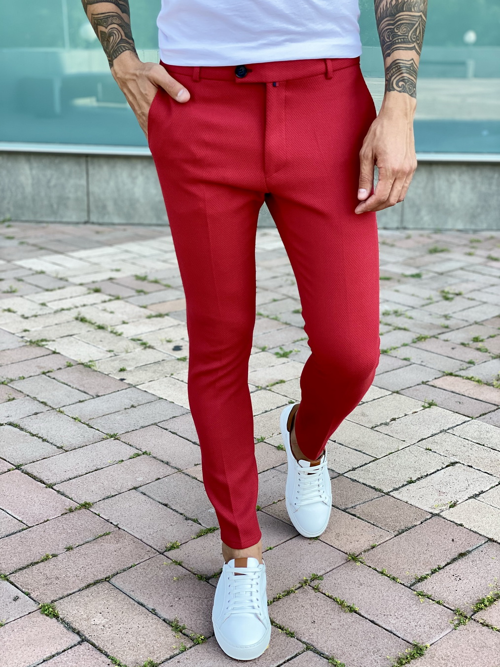 Мужские красные брюки slim fit. Арт.:2401 – купить в магазине мужскойодежды Smartcasuals
