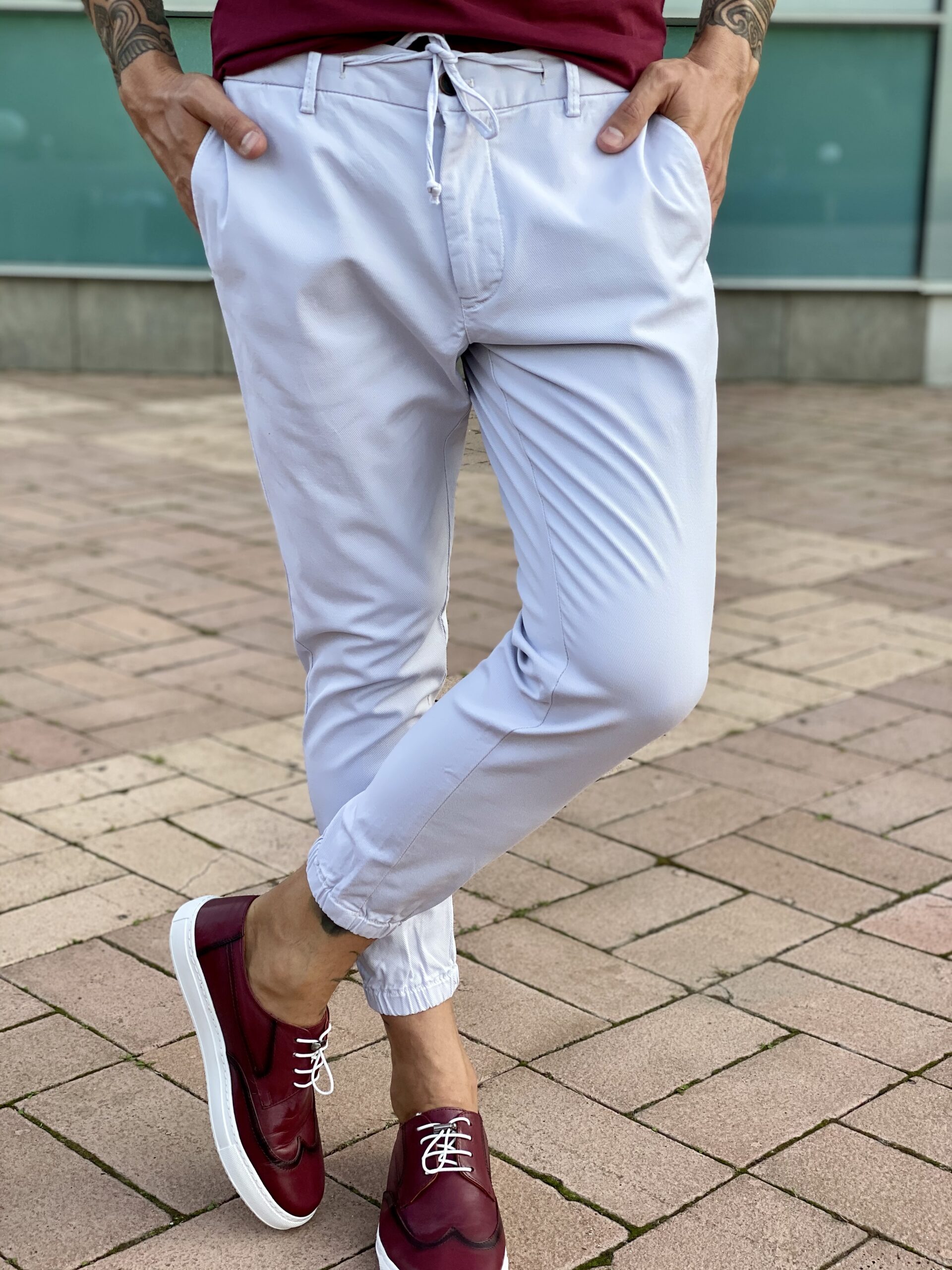 Белые брюки в стиле спорт-шик. Арт.: 2475 – купить в магазине мужскойодежды Smartcasuals