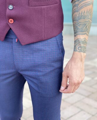 Стильные мужские брюки slim fit синего цвета. Арт.: 2473