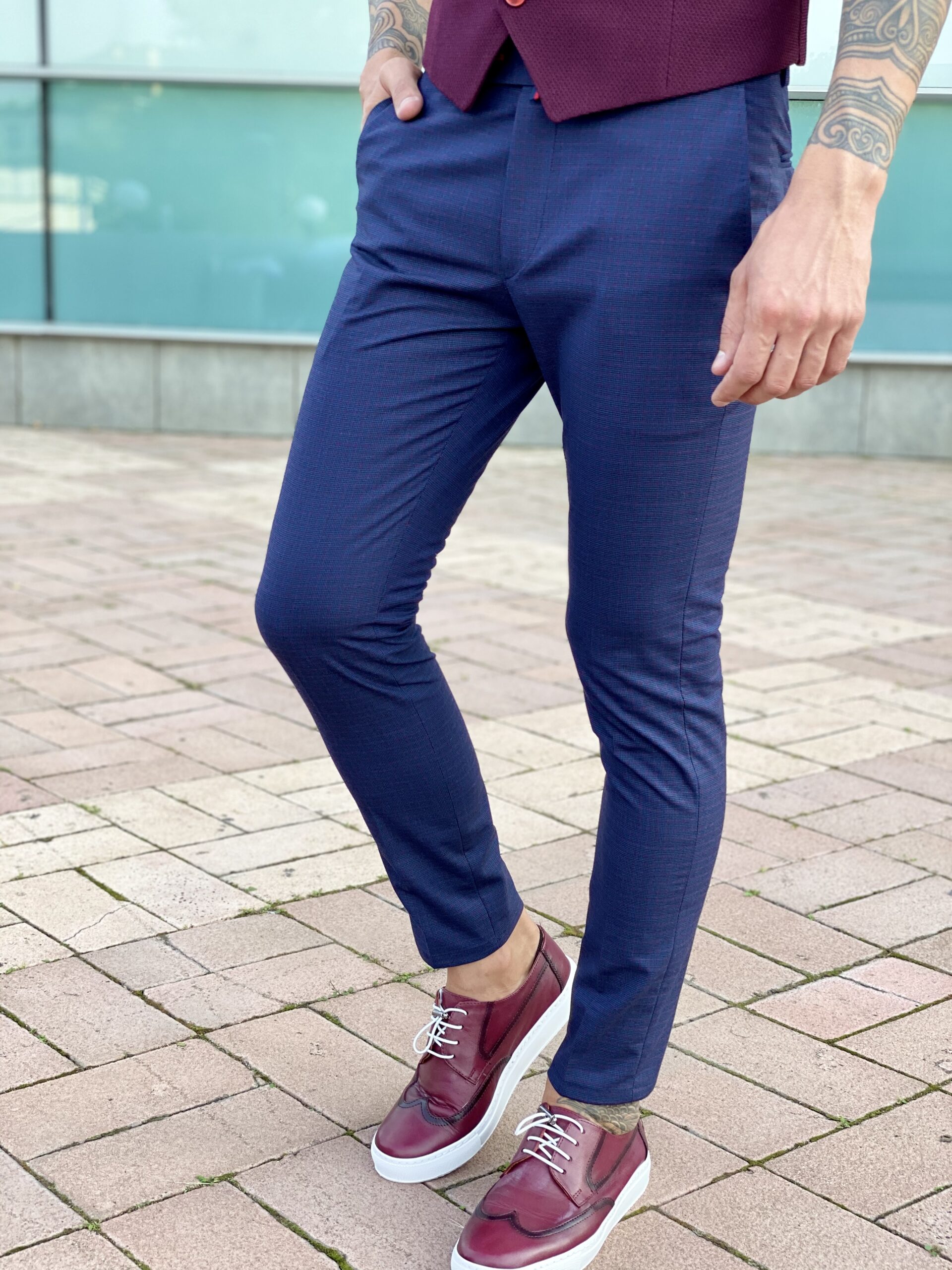 Стильные мужские брюки slim fit синего цвета. Арт.: 2473 – купить вмагазине мужской одежды Smartcasuals