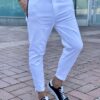 Белые укороченные брюки в стиле спорт шик. Арт.: 2477