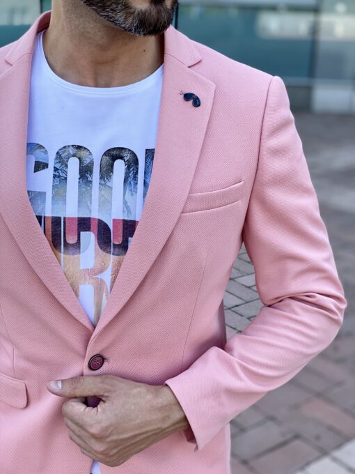 Розовый slim fit пиджак. Арт.: 2431