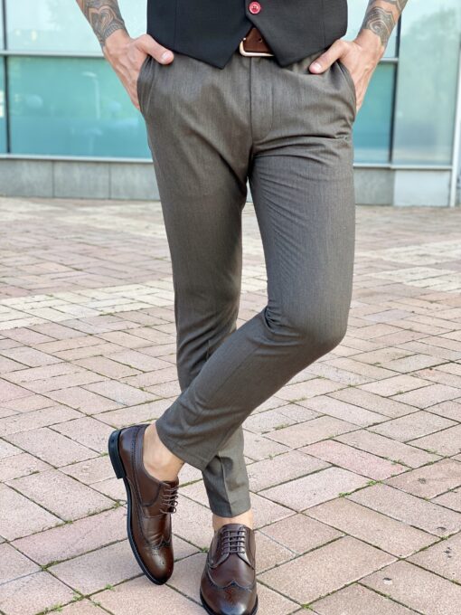 Мужские брюки коричневого цвета укороченной длины, итальянского кроя. Арт.: 2483
