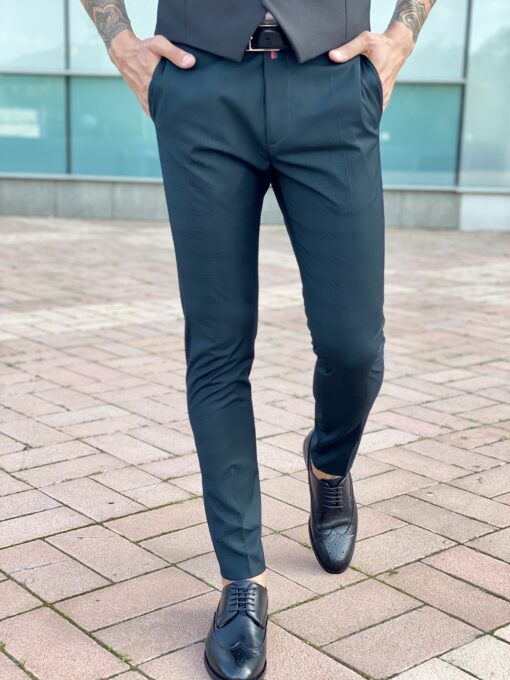 Мужские синие зауженные брюки, укороченной длины. Арт.: 2471