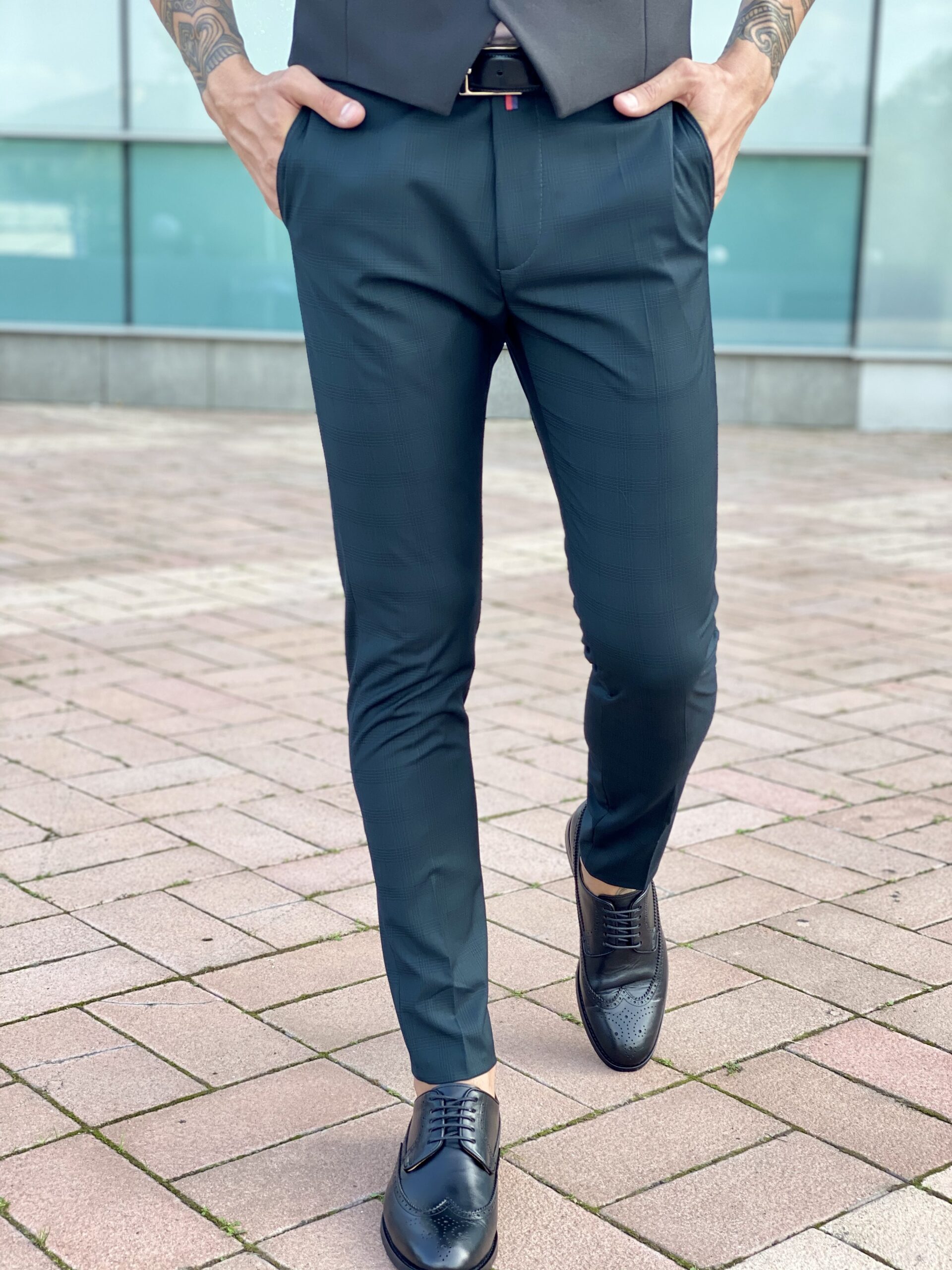Мужские синие зауженные брюки, укороченной длины. Арт.: 2471 – купить вмагазине мужской одежды Smartcasuals