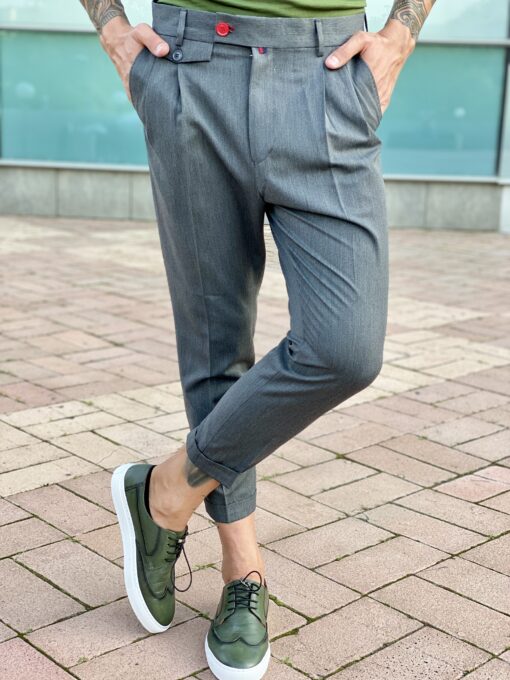 Стильные мужские брюки серого цвета, элегантно зауженные к низу. Арт.:2474