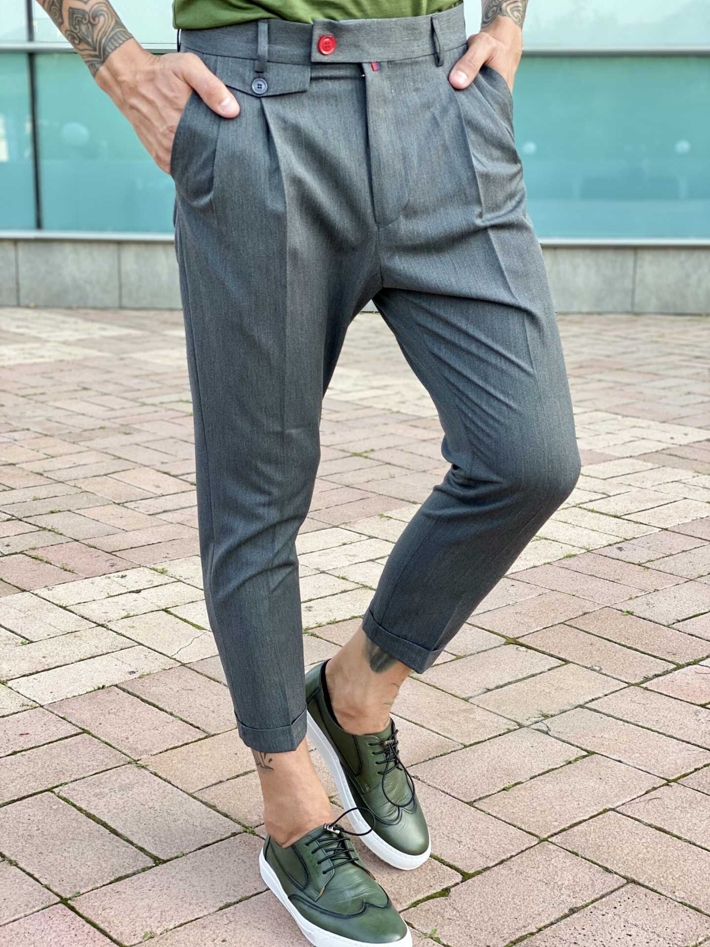 Стильные мужские брюки серого цвета, элегантно зауженные к низу. Арт.:2474– купить в магазине мужской одежды Smartcasuals