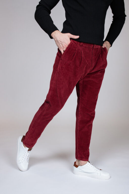 Мужские брюки бордового цвета. Арт:3120