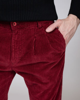 Мужские брюки бордового цвета. Арт:3120