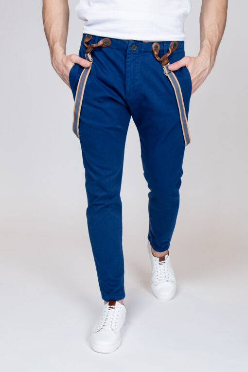 Мужские укороченные брюки в синем цвете. Арт:3129
