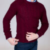 Мужской фактурный бордовый свитер. Арт:3150
