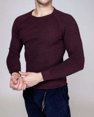 Стильный мужской фактурный свитер фиолетового цвета. Арт.:3146