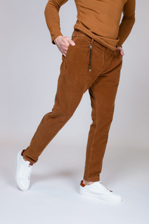 Мужские брюки из вельвета коричневого тона. Арт.:3204