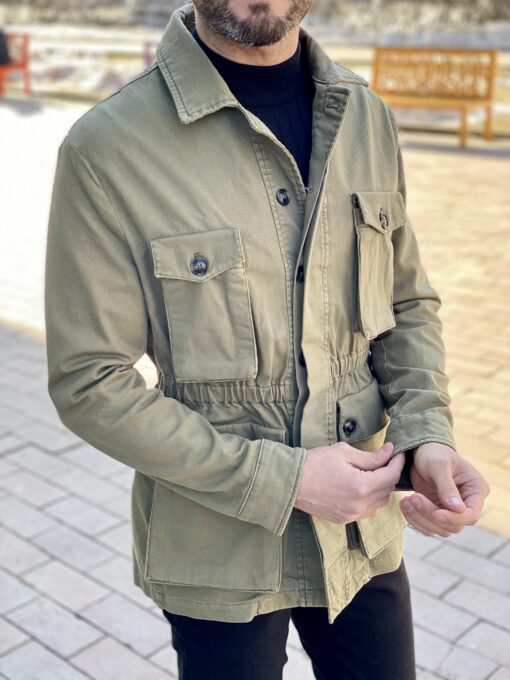 Зеленая мужская куртка в стиле кэжуал. Арт.: 2713