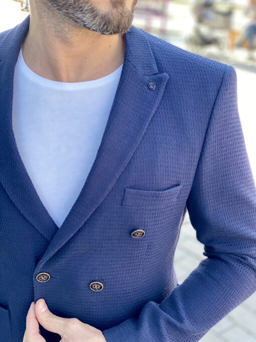 Элегантный двубортный пиджак синего цвета. Арт.: 2709