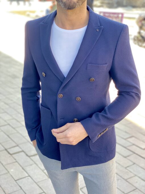 Элегантный двубортный пиджак синего цвета. Арт.: 2709