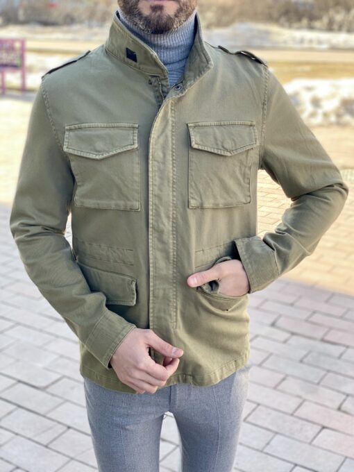 Зеленая мужская куртка в стиле кэжуал. Арт.: 2711