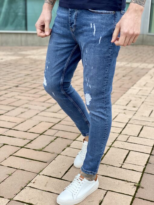 Мужские джинсы с потертостями. Арт.: 2848