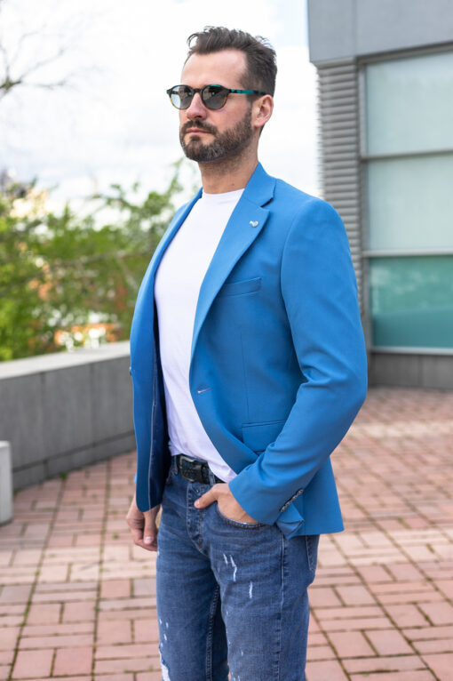Приталенный пиджак голубого цвета. Арт.:2940