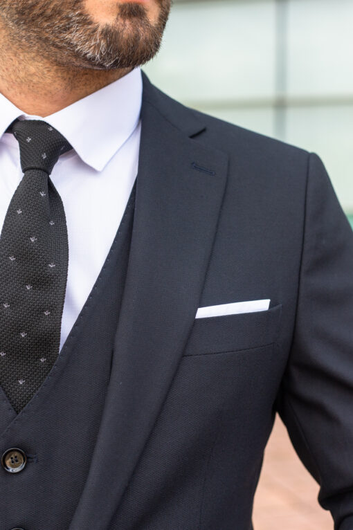 Приталенный мужской костюм-тройка чернильного цвета. Арт.: 2944